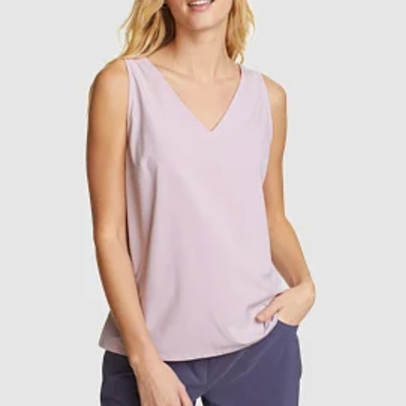 Eddie Bauer Women's Departure V-Neck Oversized Tank Top, Solid Light Pink, SMALL - Picture 1 of 7